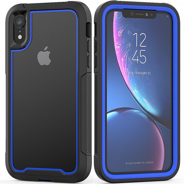 Wholesale iPhone Xs Max Clear Dual Defense Case (Blue)